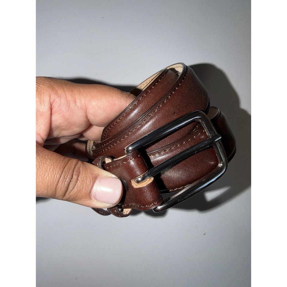 Belts .com Mens Size 42 Brown Made In USA Silver Buckle NWOT